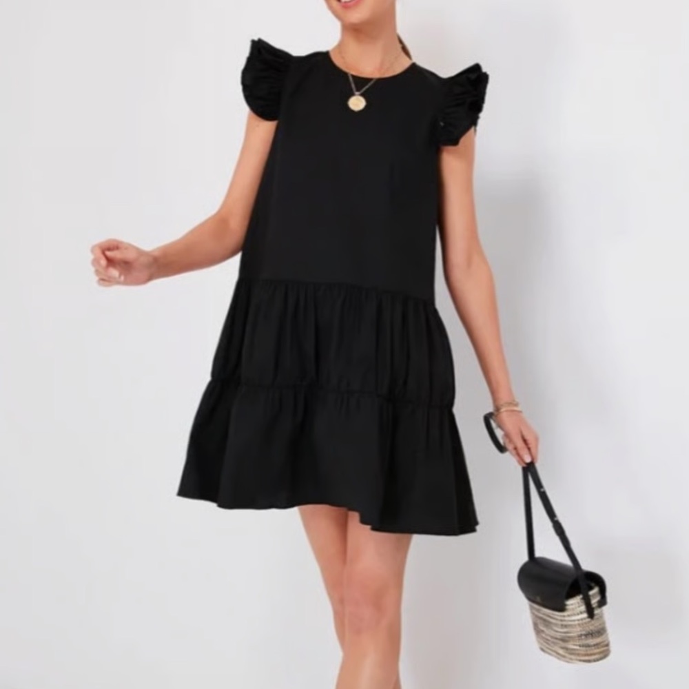 Pomander Place by Tuckernuck Black Corrine Flutter Sleeve Mini Dress sz Small